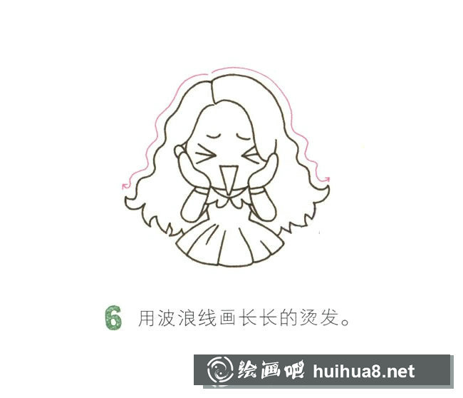 害羞的小女孩簡筆畫圖片