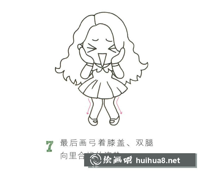 害羞的小女孩簡筆畫圖片