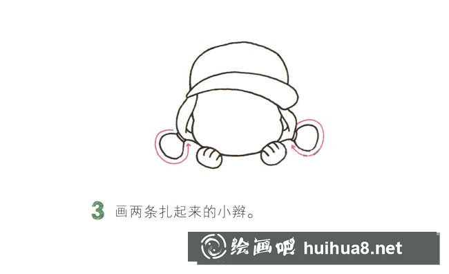 開心的小女孩簡筆畫圖片