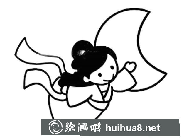 嫦娥奔月簡筆畫