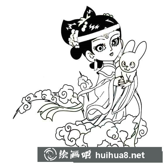 優(yōu)美的嫦娥簡筆畫圖片