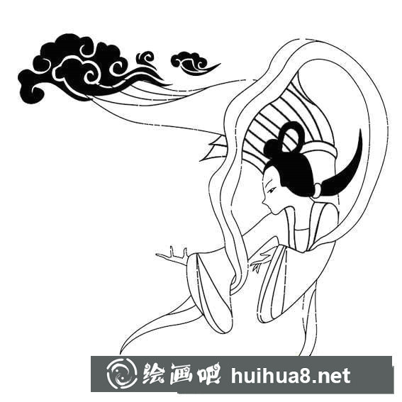 美麗的嫦娥簡筆畫圖片