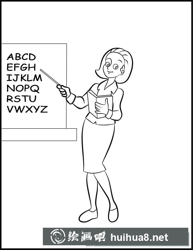 女教師上課簡筆畫