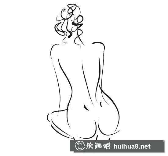 裸體人物背面簡筆畫