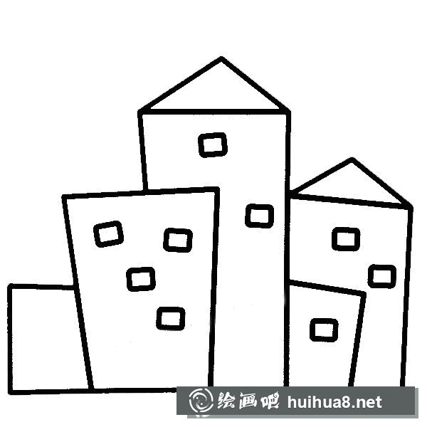 樓房簡筆畫圖片