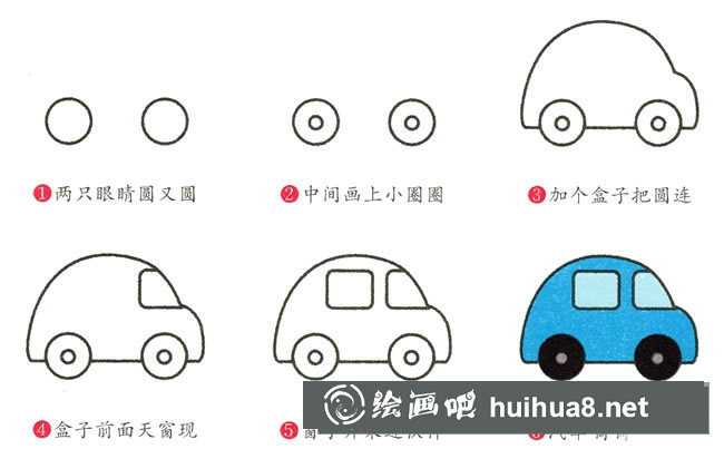 小汽車簡(jiǎn)筆畫的畫法步驟圖