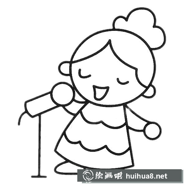 唱歌的小女孩簡(jiǎn)筆畫(huà)圖片