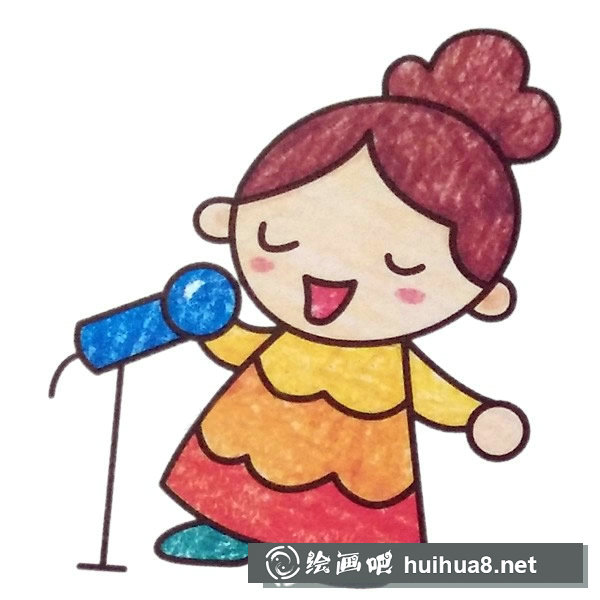 唱歌的小女孩填色圖片