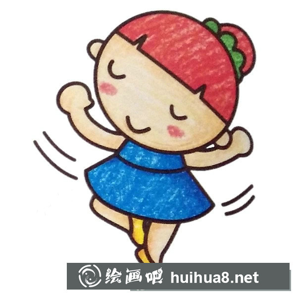 愛跳舞的小女孩填色圖片