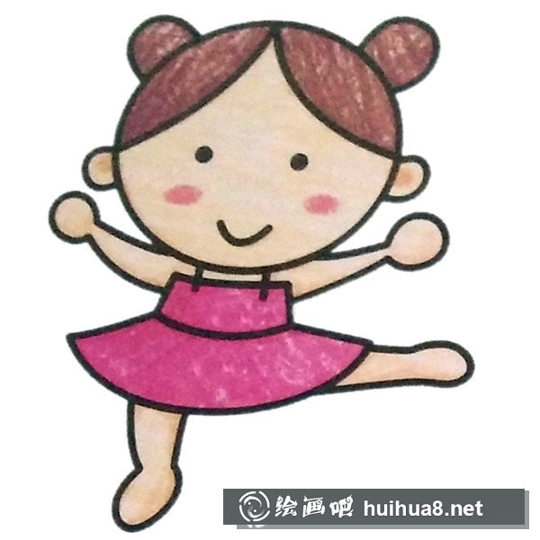 愛跳舞的小女孩填色圖片