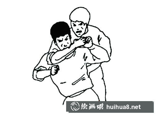 勇斗歹徒的簡筆畫圖片