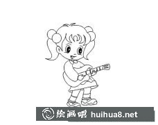 彈吉他女孩簡筆畫教程