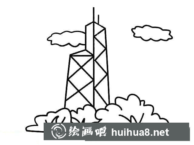 香港中銀大廈簡(jiǎn)筆畫(huà)
