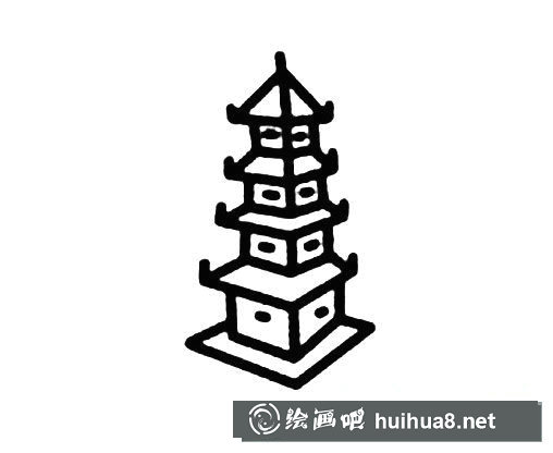 中國古塔的簡筆畫圖片