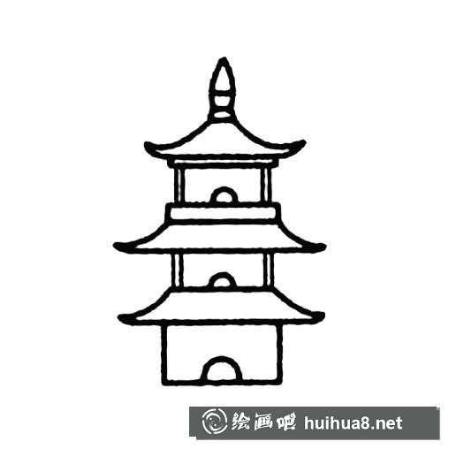 中國古塔的簡筆畫圖片