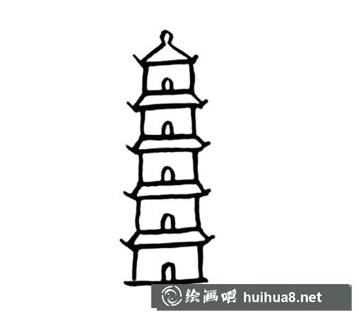 中國古塔的簡筆畫圖片