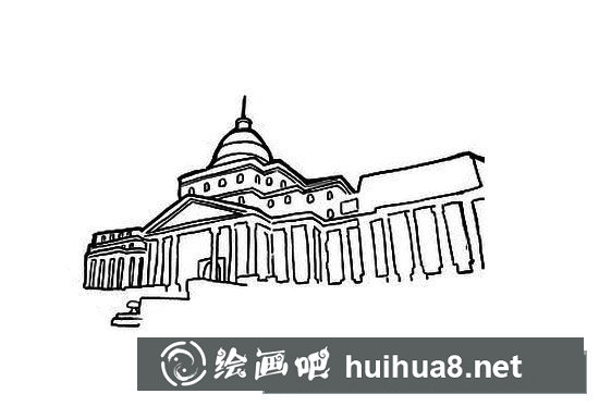 美國白宮簡筆畫
