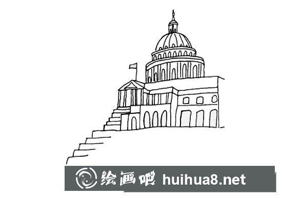 美國白宮簡筆畫