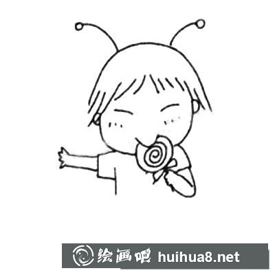 吃棒棒糖的小學(xué)生簡筆畫