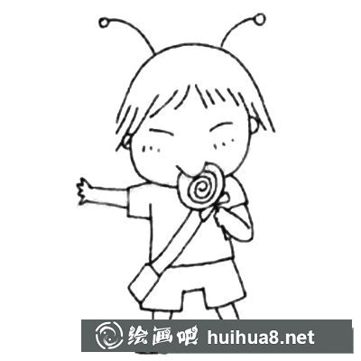 吃棒棒糖的小學(xué)生簡筆畫