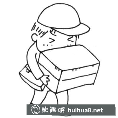 快遞小哥簡筆畫圖片