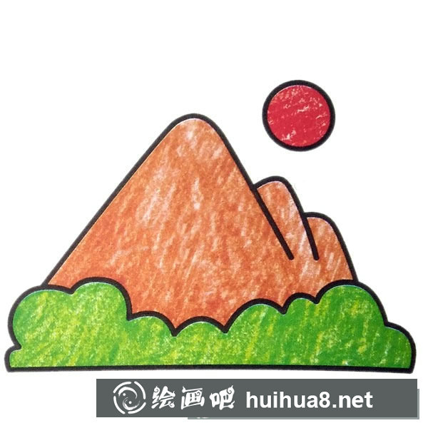 高山風(fēng)景簡(jiǎn)筆畫(huà)彩色圖片