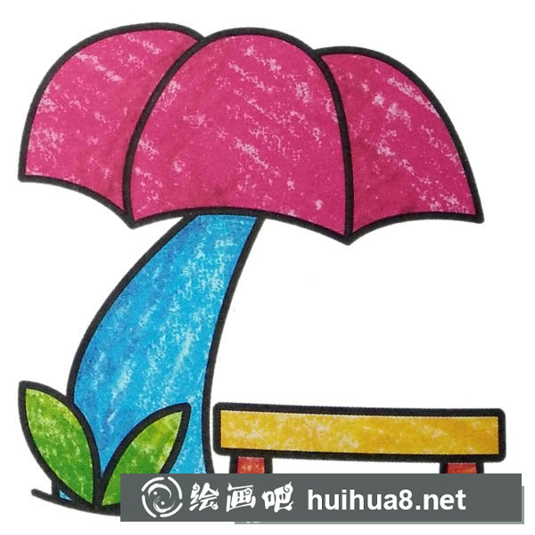 公園里漂亮的亭子簡(jiǎn)筆畫彩色圖片