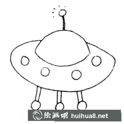 外星飛碟簡筆畫彩色圖片