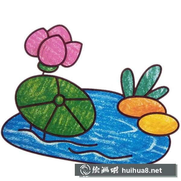 漂亮的池塘風(fēng)景簡(jiǎn)筆畫圖片