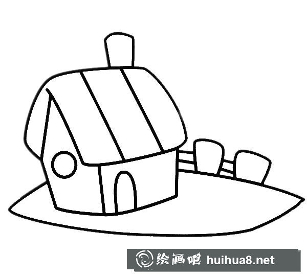 木屋圍欄簡筆畫圖片