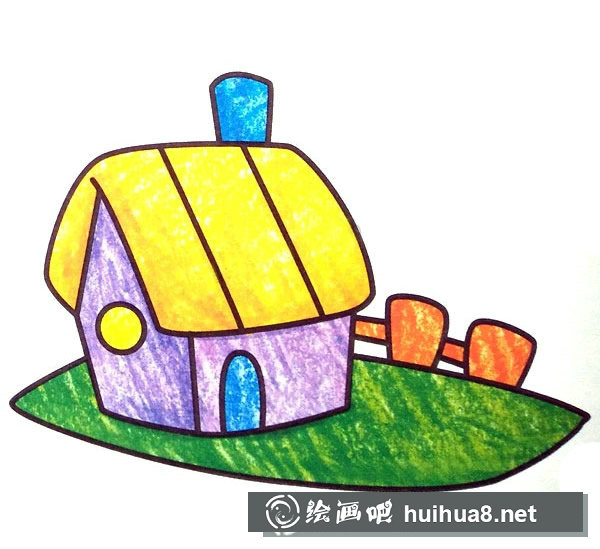 彩鉛小木屋簡筆畫圖片