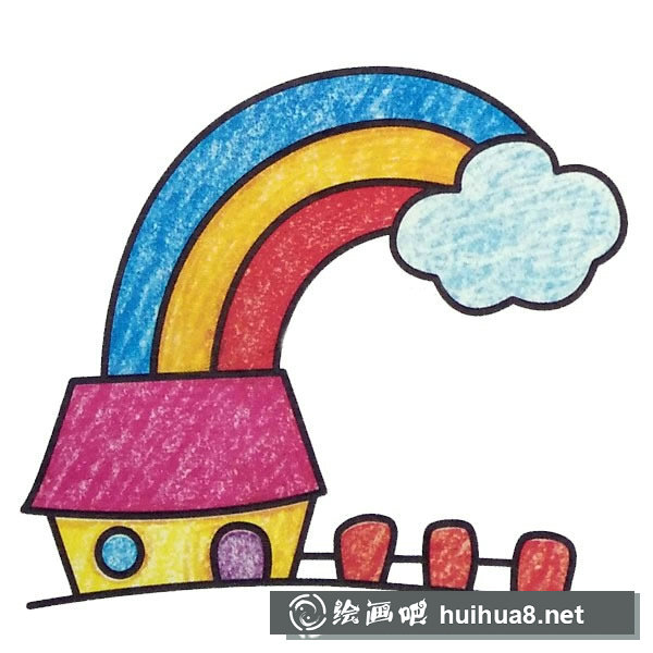 兒童簡(jiǎn)筆畫彩虹風(fēng)景彩色圖片