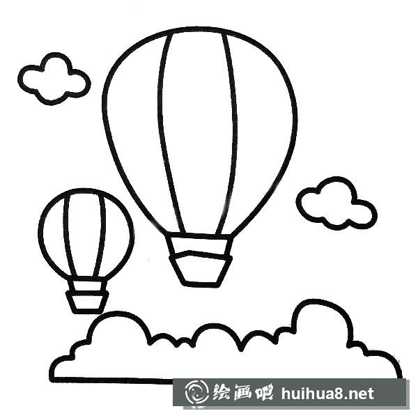 熱氣球簡筆畫圖片