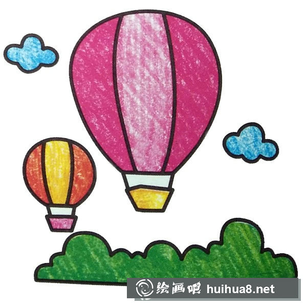 熱氣球填色圖片