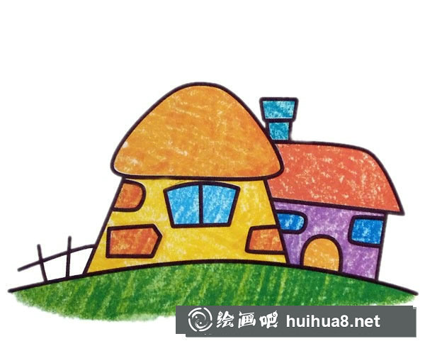 石頭房子填色圖片