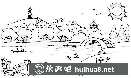 公園風景簡筆畫圖片