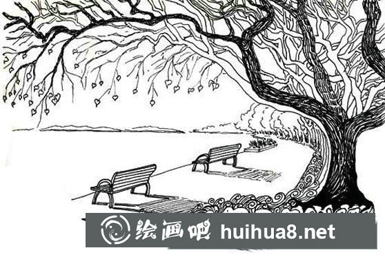 公園風景簡筆畫圖片