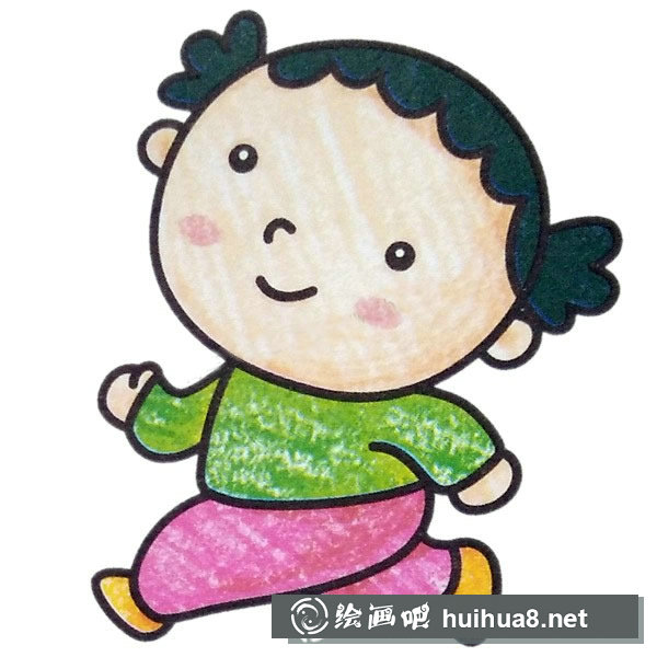 小女孩簡筆畫彩色圖片