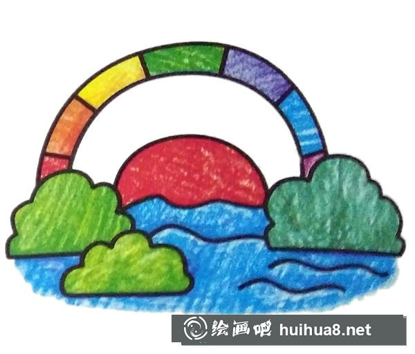 彩虹簡(jiǎn)筆畫圖片彩色
