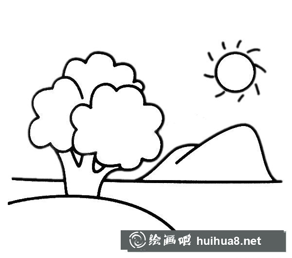 山水風(fēng)景簡筆畫圖片