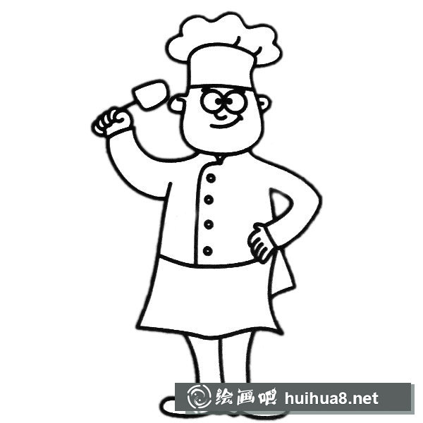 廚師簡筆畫圖片