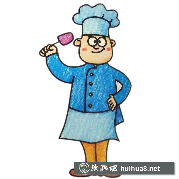 卡通廚師簡筆畫彩色圖片