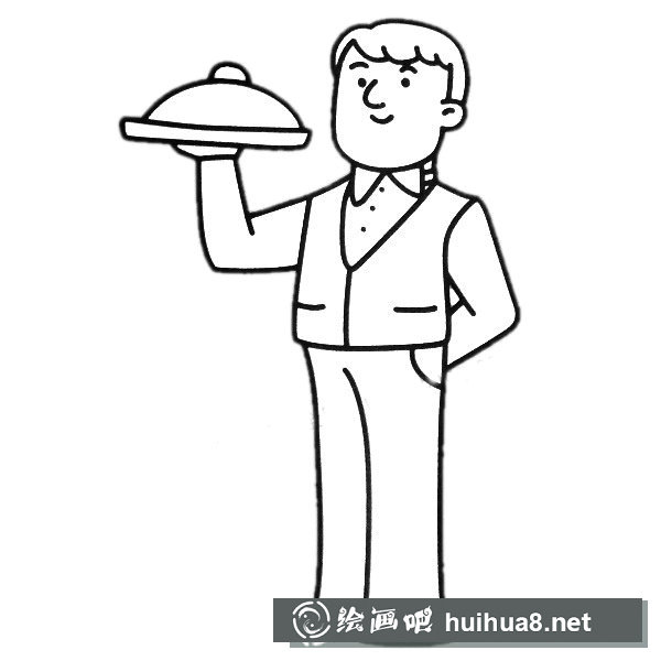 服務(wù)員簡筆畫圖片