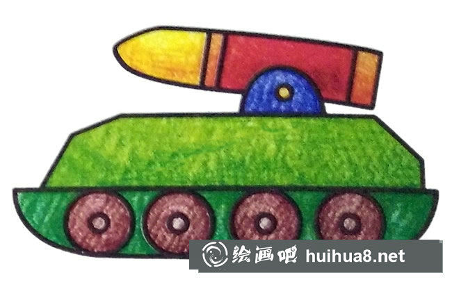 導(dǎo)彈車簡(jiǎn)筆畫彩色圖片