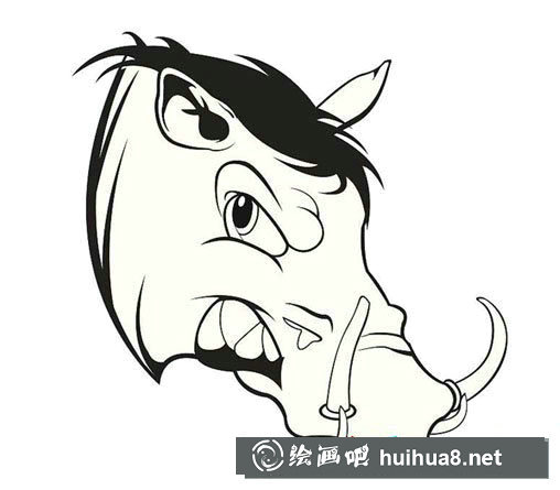 疣豬頭怎么畫，簡(jiǎn)筆畫疣豬頭的畫法（四）