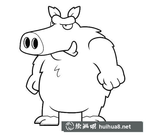 卡通疣豬簡筆畫，疣豬的卡通畫法圖片