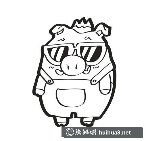 卡通疣豬簡筆畫，疣豬的卡通畫法圖片
