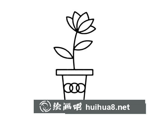 盆栽花草的畫法簡筆畫圖片