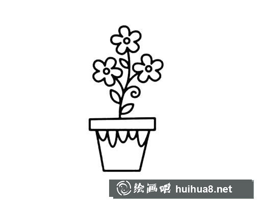 盆栽花草的畫法簡筆畫圖片