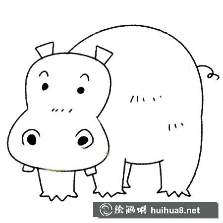 河馬簡筆畫第四步